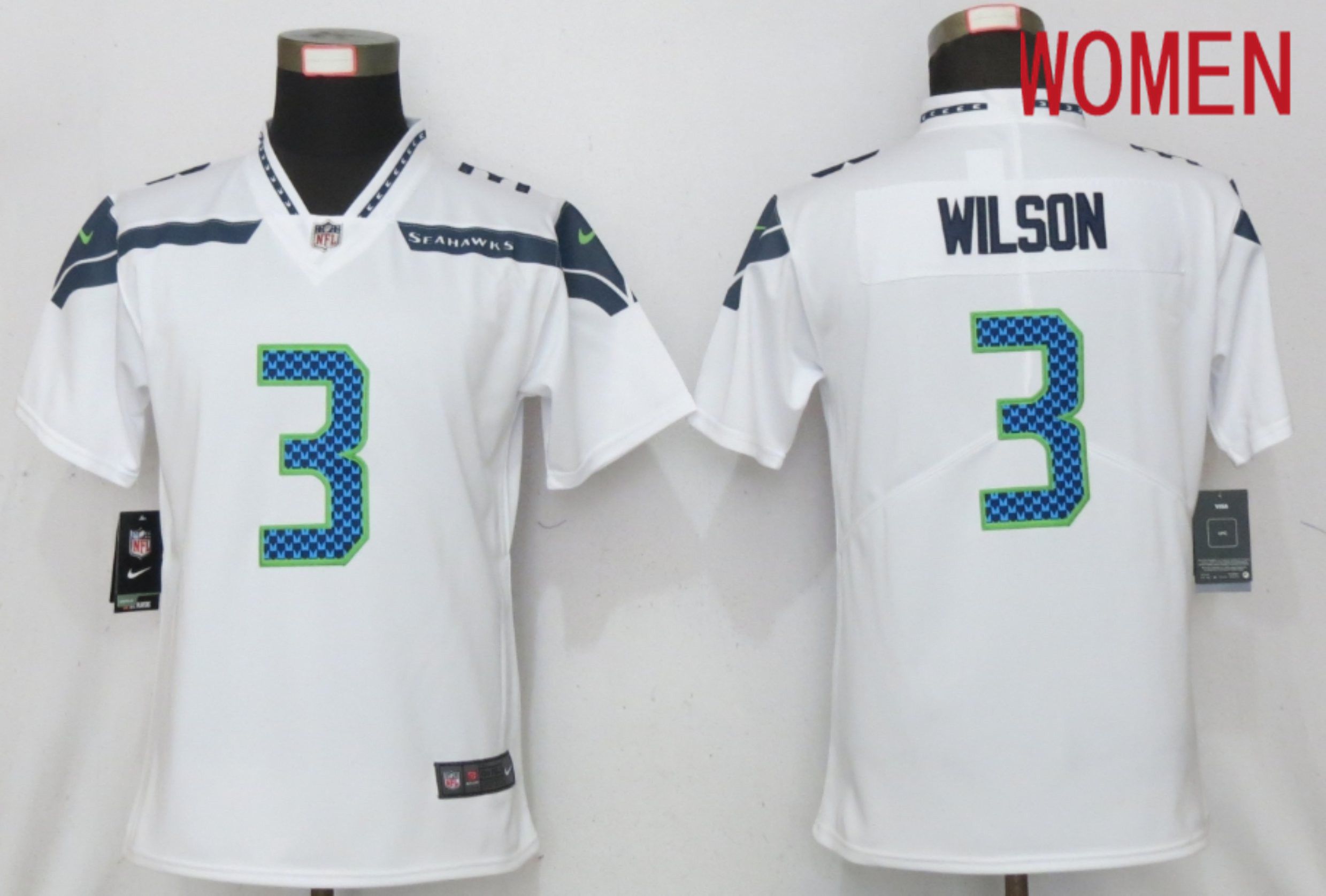 Women Seattle Seahawks #3 Wilson White 2020 Vapor Untouchable Playe Nike NFL Jersey->customized mlb jersey->Custom Jersey